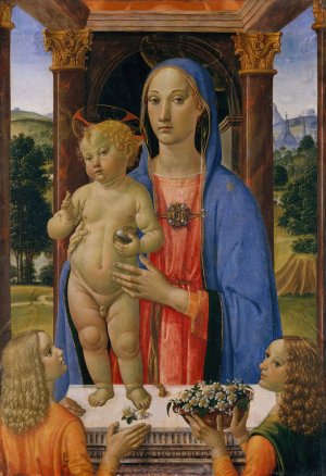 Madonna and Child with Angels by Cosimo Rosselli Oil Painting