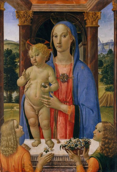 Main Product Photo of Madonna and Child with Angels Painting by Cosimo Rosselli