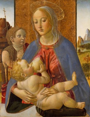 Madonna and Child with the Young Saint John the Baptist by Cosimo Rosselli Oil Painting