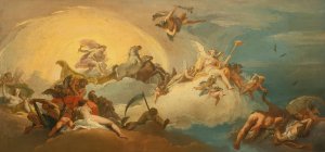 Aurora With Apollo Driving The Sun Chariot by Costantino Cedini Oil Painting