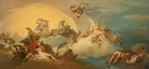 Aurora With Apollo Driving The Sun Chariot by Costantino Cedini Oil Painting
