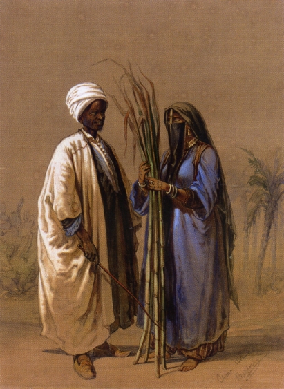 Main Product Photo of An Egyptian Man and His Wife Painting by Count Amadeo Preziosi
