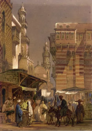 Market Day on the Mu'izz id-Din li-Lah, Old Cairo by Count Amadeo Preziosi - Oil Painting Reproduction