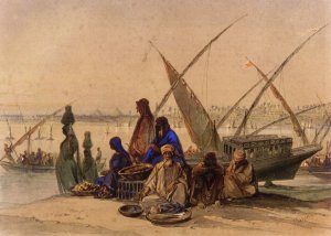 On the Banks of the Nile, Cairo Oil painting by Count Amadeo Preziosi