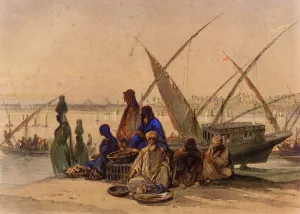 On the Banks of the Nile, Cairo Oil painting by Count Amadeo Preziosi