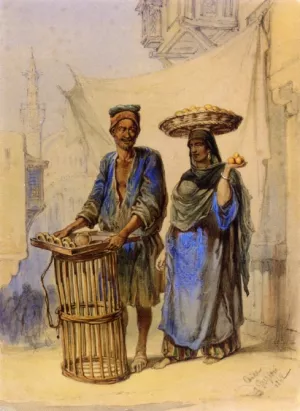 The Orange Seller, Cairo by Count Amadeo Preziosi - Oil Painting Reproduction