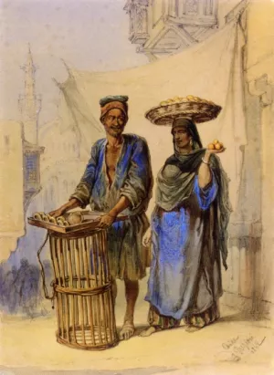 The Orange Seller, Cairo Oil painting by Count Amadeo Preziosi