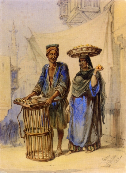The Orange Seller, Cairo by Count Amadeo Preziosi - Hand-Painted Oil Painting Reproduction