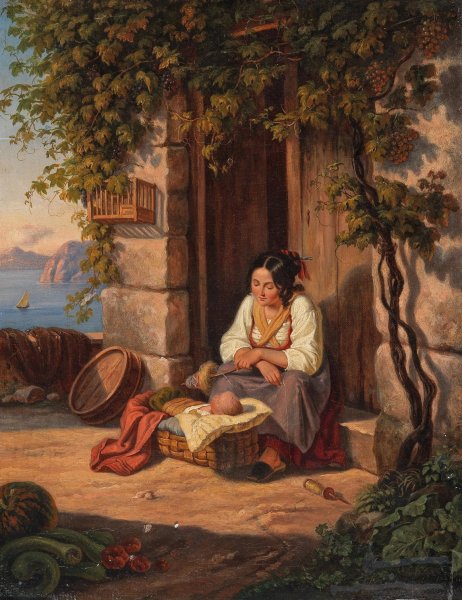 Motherhood  by Countess Julie Von Egloffstein - Hand-Painted Oil Painting Reproduction