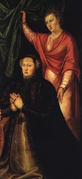 Portrait of Queen Catherine of Austria Oil painting by Cristovano Lopes