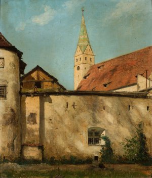 Courtyard of the castle in Pappenheim by Curt Agthe Oil Painting