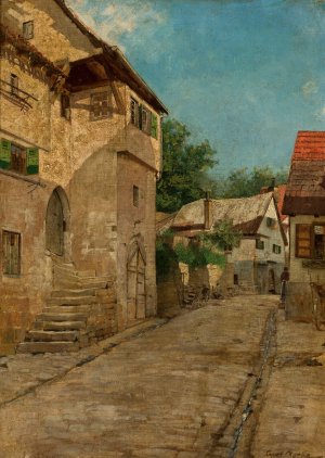 In a town by Curt Agthe Oil Painting