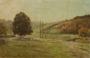 Landscape with poplars by Curt Agthe Oil Painting