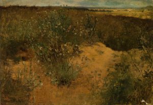Landscape with thistles by Curt Agthe Oil Painting