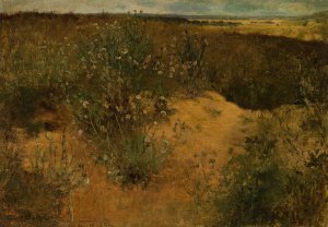 Landscape with thistles by Curt Agthe Oil Painting