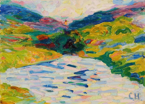 Landschaft mit Flusslauf  by Curt Herrmann - Hand-Painted Oil Painting Reproduction