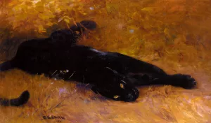 The Black Panther by Cuthbert Edmund Swan - Oil Painting Reproduction
