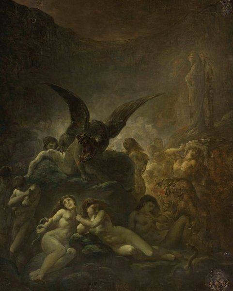 Main Product Photo of Allegorical scene - from Dante's Inferno Painting by Cyprian Kamil Norwid