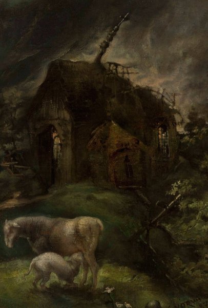 Main Product Photo of Ruined shrine  Painting by Cyprian Kamil Norwid