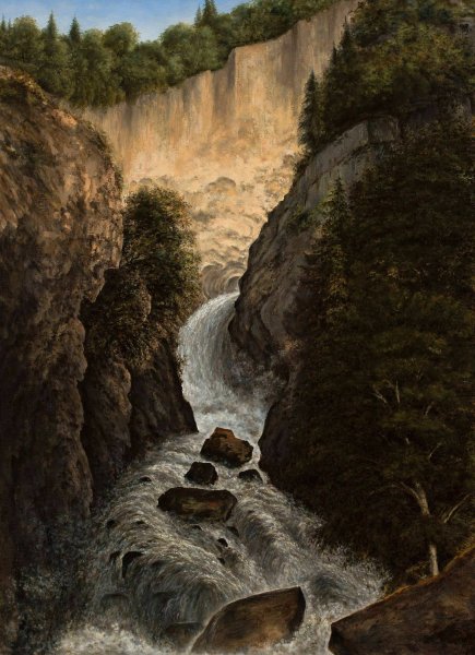 Mountain waterwall in St. Gervais by Cyprian Lachnicki - Hand-Painted Oil Painting Reproduction