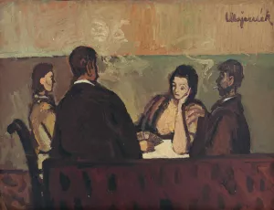 Card Players by Cyprian Majernik Oil Painting