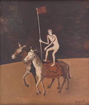 Circus Performer on Horses by Cyprian Majernik Oil Painting