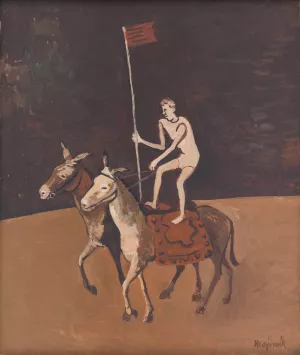 Circus Performer on Horses by Cyprian Majernik Oil Painting