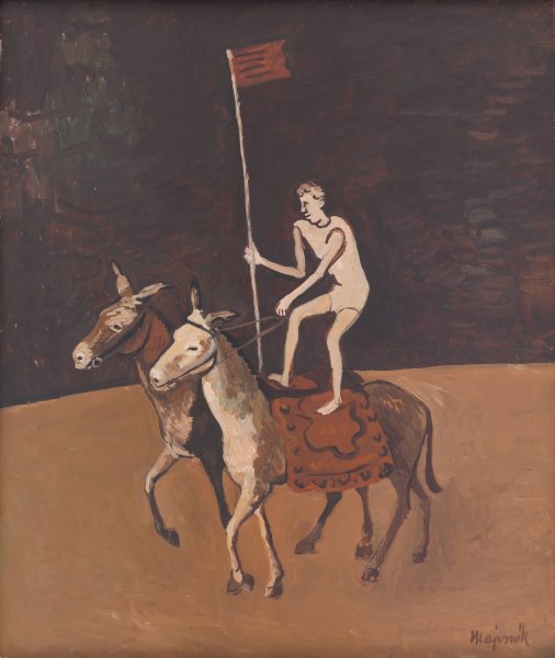 Main Product Photo of Circus Performer on Horses  Painting by Cyprian Majernik