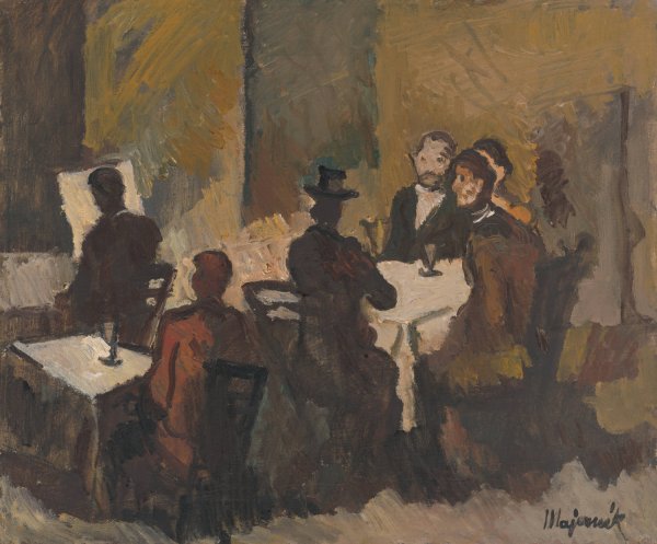 Main Product Photo of Company in a Coffee Shop  Painting by Cyprian Majernik