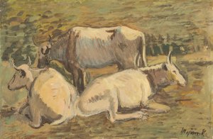 Cows by Cyprian Majernik Oil Painting