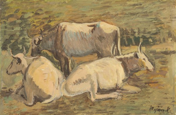 Main Product Photo of Cows  Painting by Cyprian Majernik