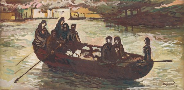 Main Product Photo of Escape From A Burning Village  Painting by Cyprian Majernik