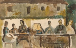 Feast in front of the House by Cyprian Majernik Oil Painting