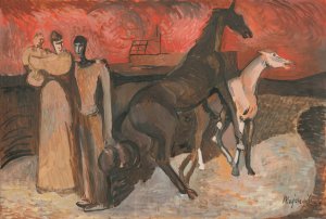 Fire - Refugees by Cyprian Majernik Oil Painting