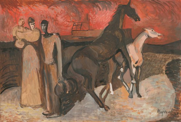 Fire - Refugees  by Cyprian Majernik - Hand-Painted Oil Painting Reproduction