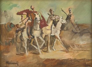 Horse Riders by Cyprian Majernik Oil Painting
