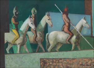 Jazdci Oil painting by Cyprian Majernik