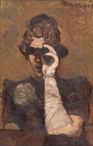 Lady with Opera Glasses by Cyprian Majernik Oil Painting