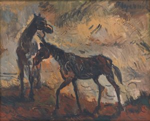 Runaway Horses by Cyprian Majernik Oil Painting