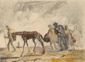 Study for the Lithograph Refugees by Cyprian Majernik Oil Painting