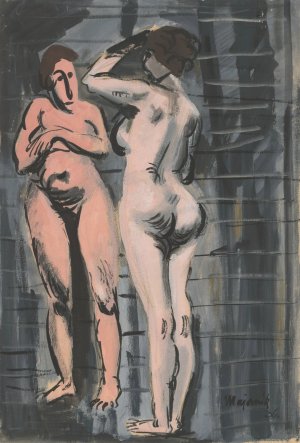 Two Female Nudes by Cyprian Majernik Oil Painting