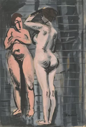 Two Female Nudes by Cyprian Majernik Oil Painting