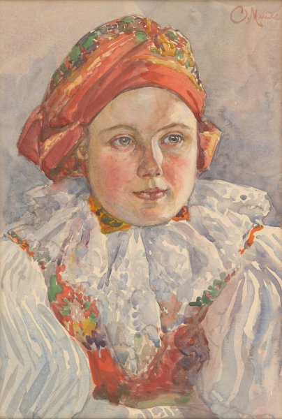 Main Product Photo of Head of a Moravian Girl  Painting by Cyril Mandel