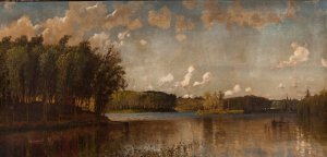 View Taken on the Charles River by D. Jerome Elwell Oil Painting