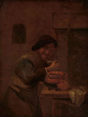 Man Eating from an Earthenware Pot by Daniel Boone Oil Painting