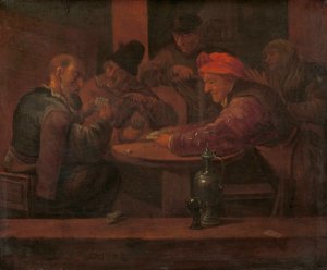 Men Playing Cards in a Tavern by Daniel Boone Oil Painting