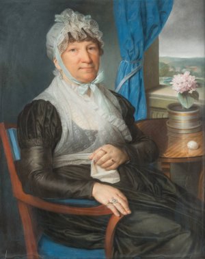 Lady With Needlework At A Window by Daniel Caffe Oil Painting