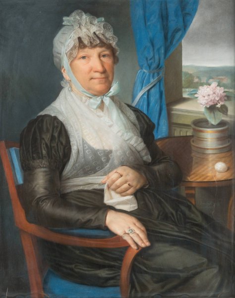 Main Product Photo of Lady With Needlework At A Window  Painting by Daniel Caffe