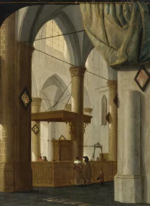 Interior Of The Grote Kerk, Dordrecht by Daniel De Blieck Oil Painting