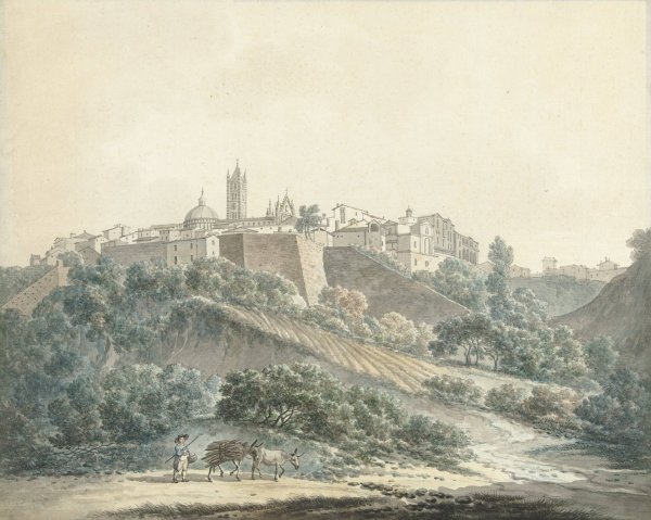 Gezicht op Siena  by Daniel Dupre - Hand-Painted Oil Painting Reproduction